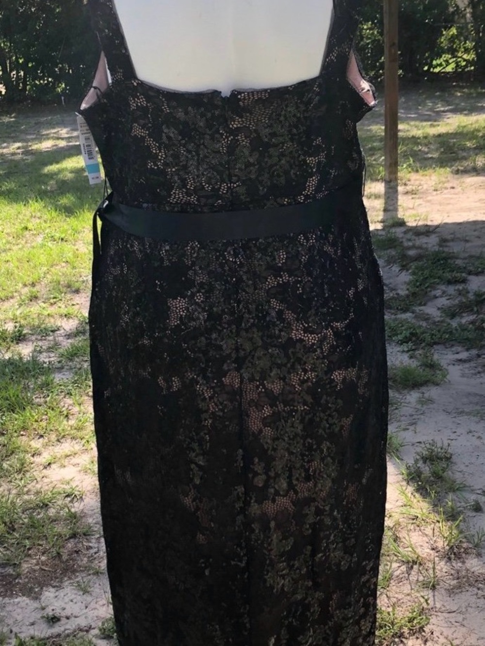 R&M Richards Black Lace Midi Dress with Nude Lining - Picture 2 of 6